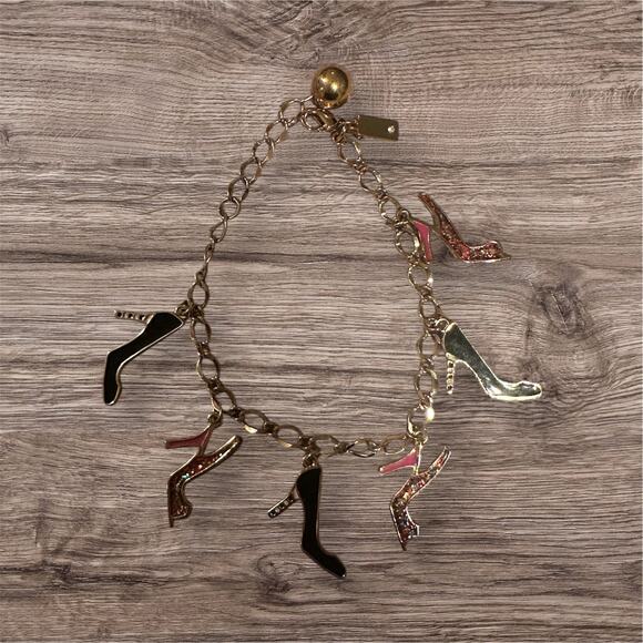 Kate Spade High Heel Stiletto Gold Tone Shoe Charm 9 inch Bracelet - Picture 1 of 3